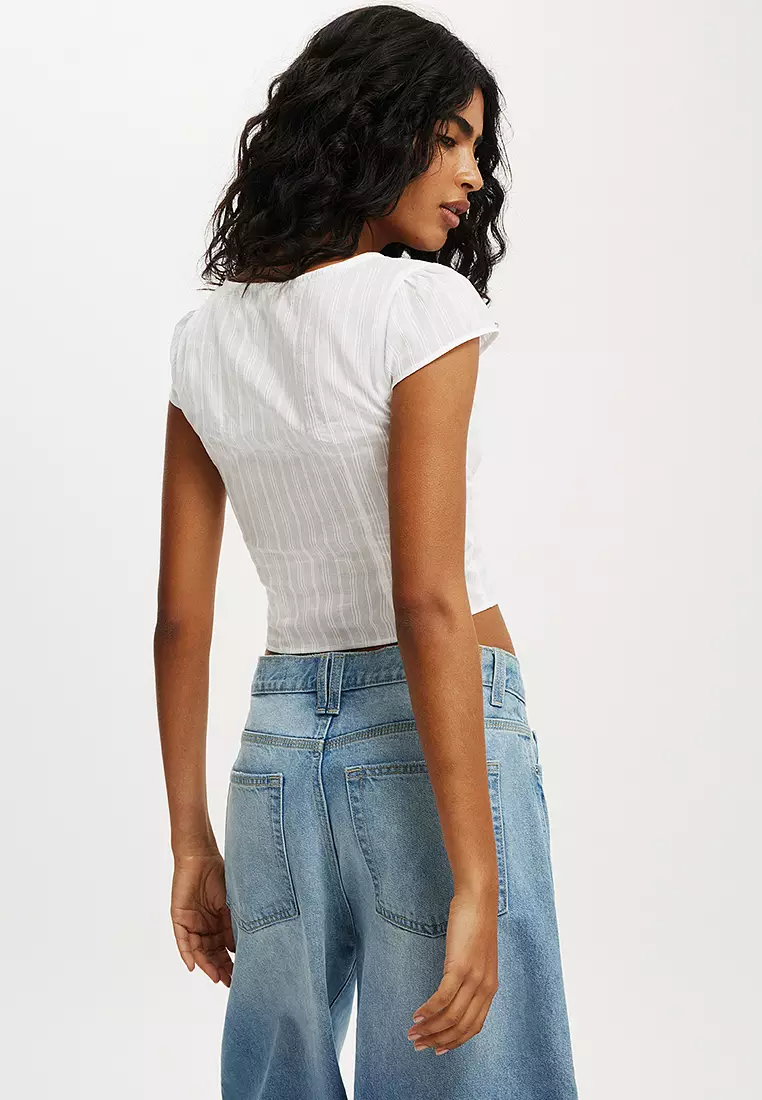 Cap Sleeves Button Through Shirt