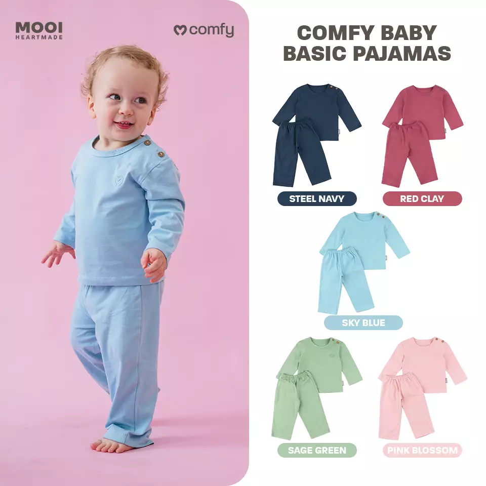 Mooi Setelan Piyama Bayi Comfy Baby Basic Pajamas - Red Clay