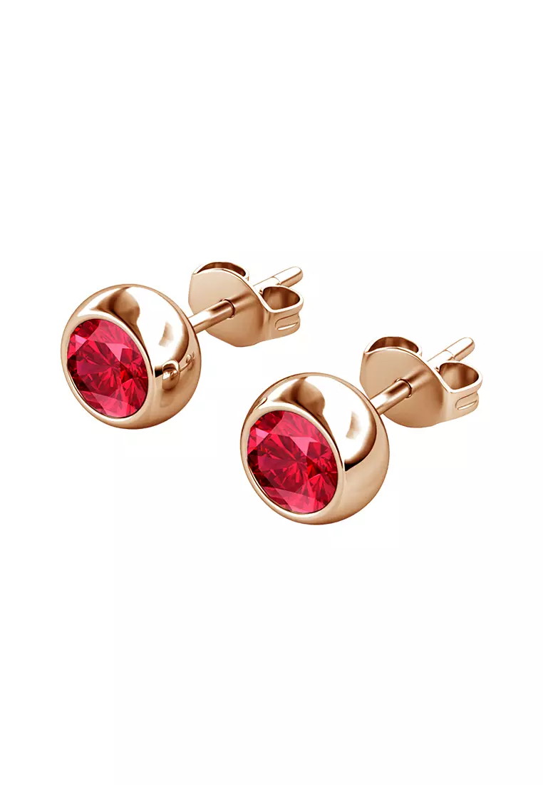 Birth Stone Moon Earring July Ruby RG - Anting Crystal Swarovski by Her Jewellery