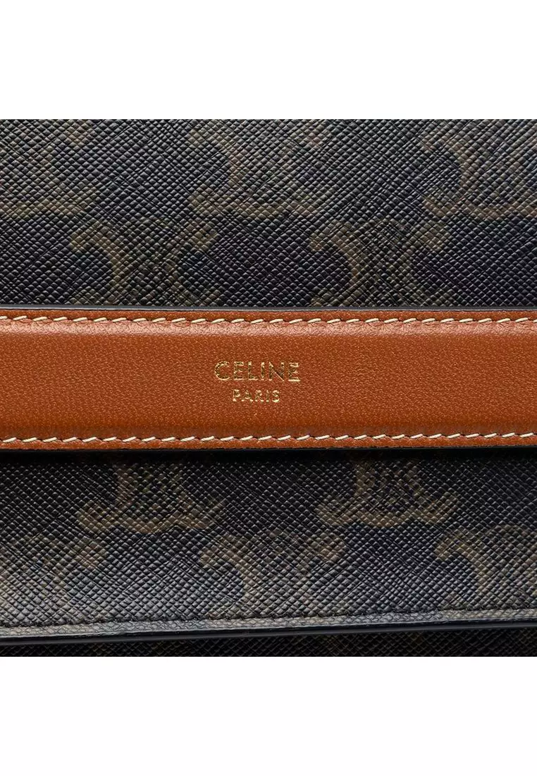 Pre-Loved Celine Triomphe Coated Canvas Wristlet Flap Pouch