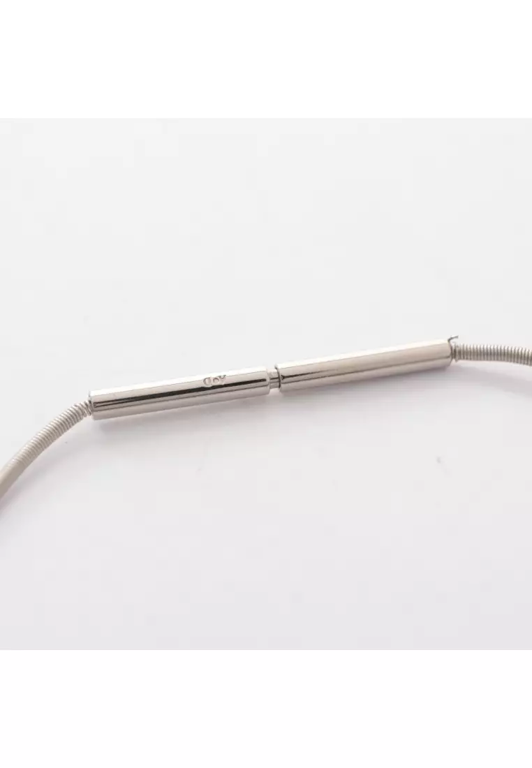 Pre-Loved Hermès Cage d'H Ash H-cube necklace Silver ivory