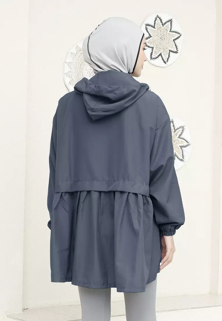 Zelena - Archie Sports Jacket | Jaket Olahraga Wanita Ruffle - Dark Grey