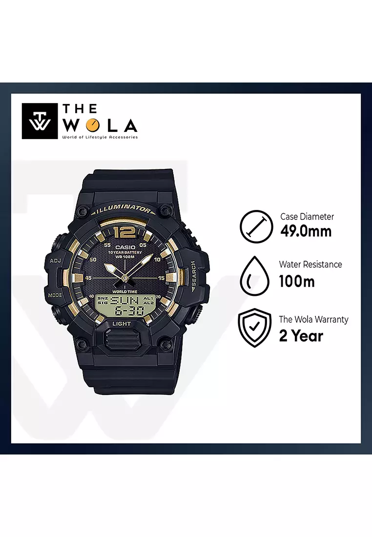 Men's Analog-Digital Watch HDC-700-9AV Black Resin Band Sport Watch