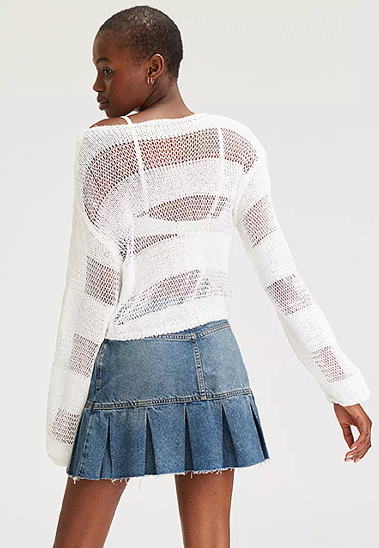 Sheer white sweater online
