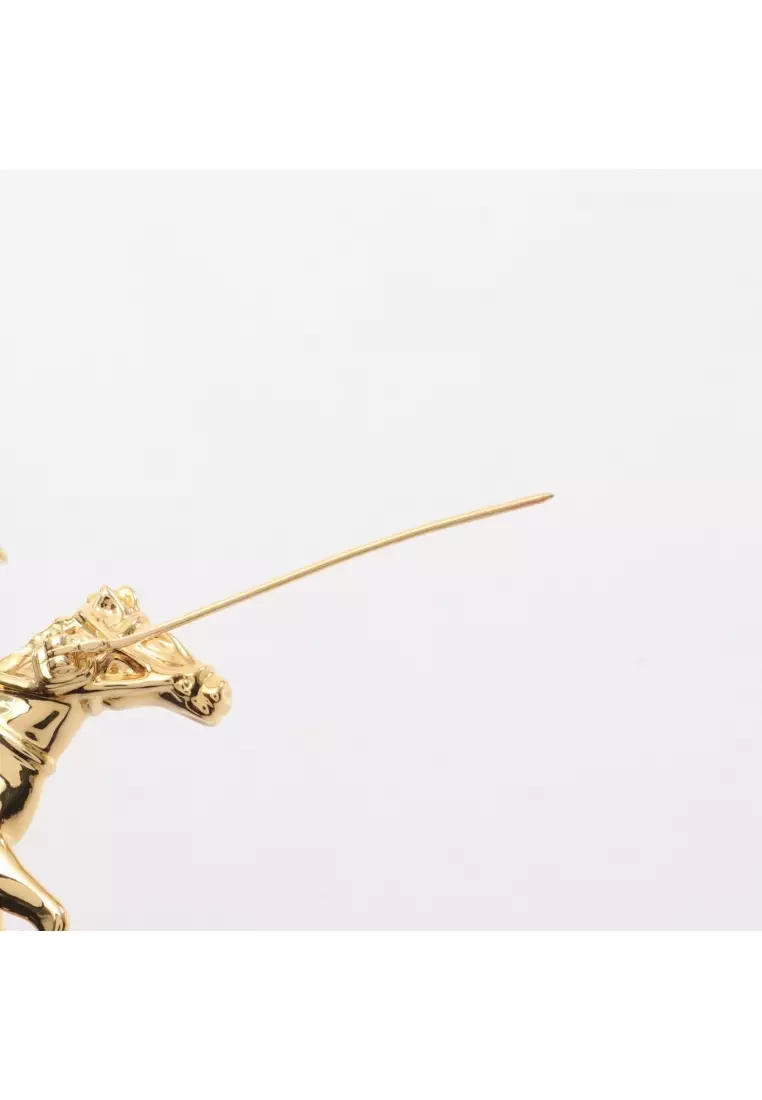 Pre-Loved Chanel coco mark brooch Horse motif GP gold white G26C