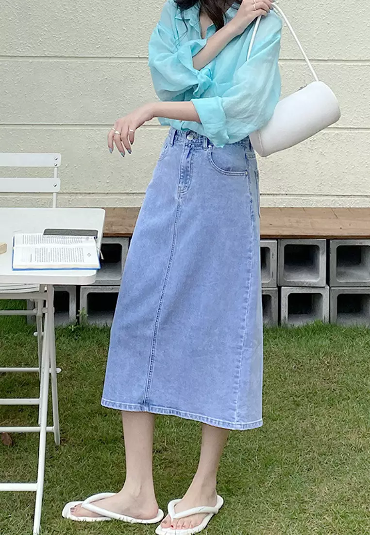 Long denim skirt malaysia online