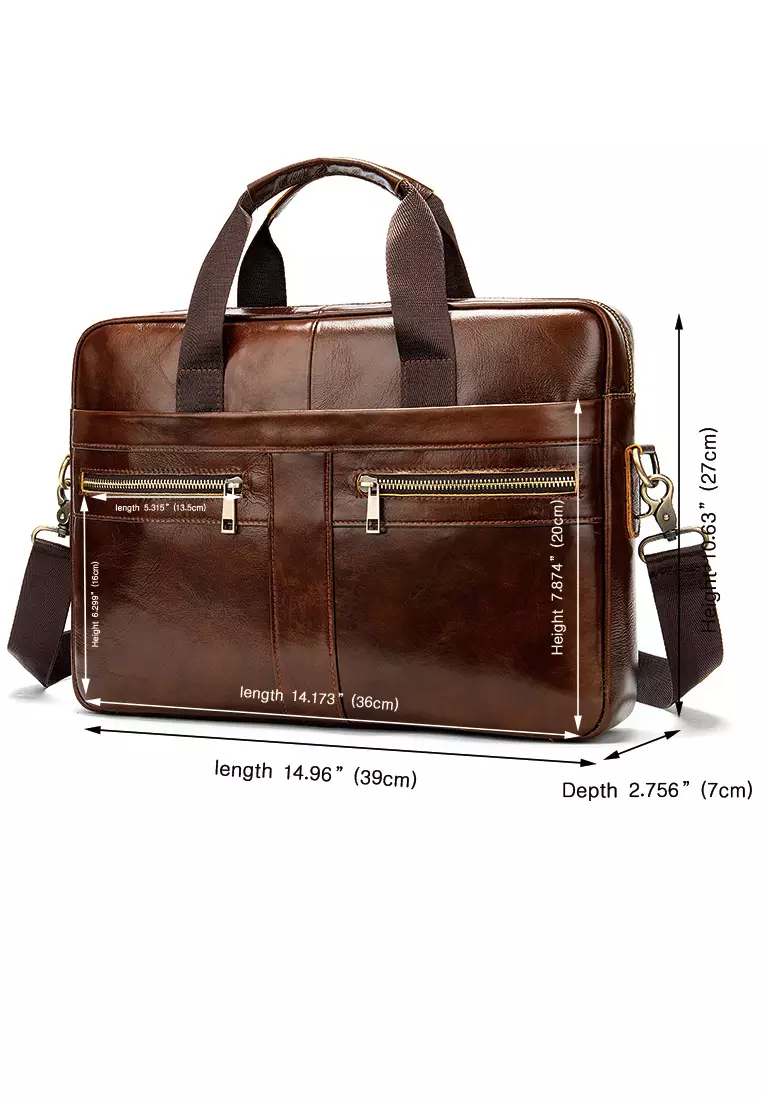 Buy Lara Men's Classic Retro Cowhide Leather Crossbody Briefcases 2024