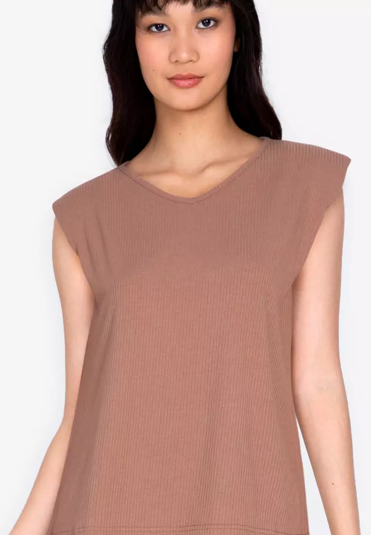 Beige shoulder pad hotsell t shirt