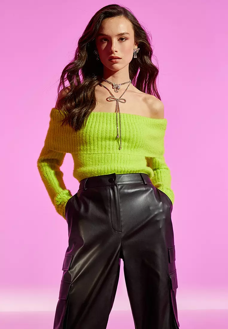 Off Shoulder Soft Texture Sweater