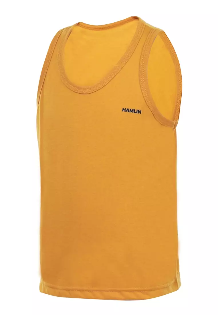 Oriel Singlet Anak Unisex Motif Polos Kids Tshirt Sleeveless Material Cotton ORIGINAL - Yellow