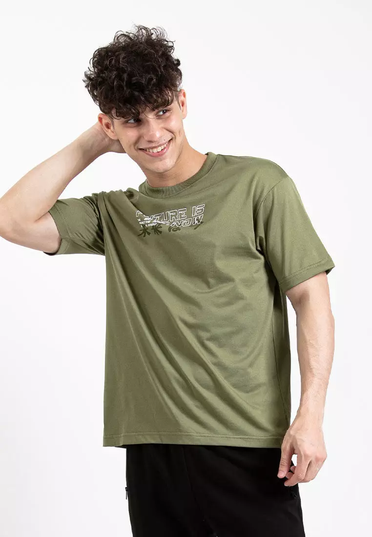 Forest Oversized Graphic Tee Crew Neck Short Sleeve T Shirt Men | Oversized Shirt Men - 621342-48Olive