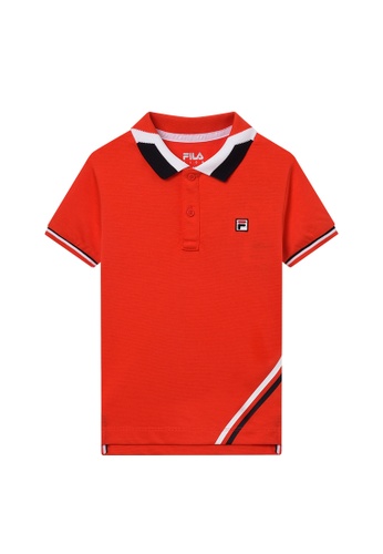 FILA red Online Exclusive FILA KIDS Embroidered F-Box Logo Cotton Polo Shirt 3-9 yrs AFC7AKA9344EA4GS_1