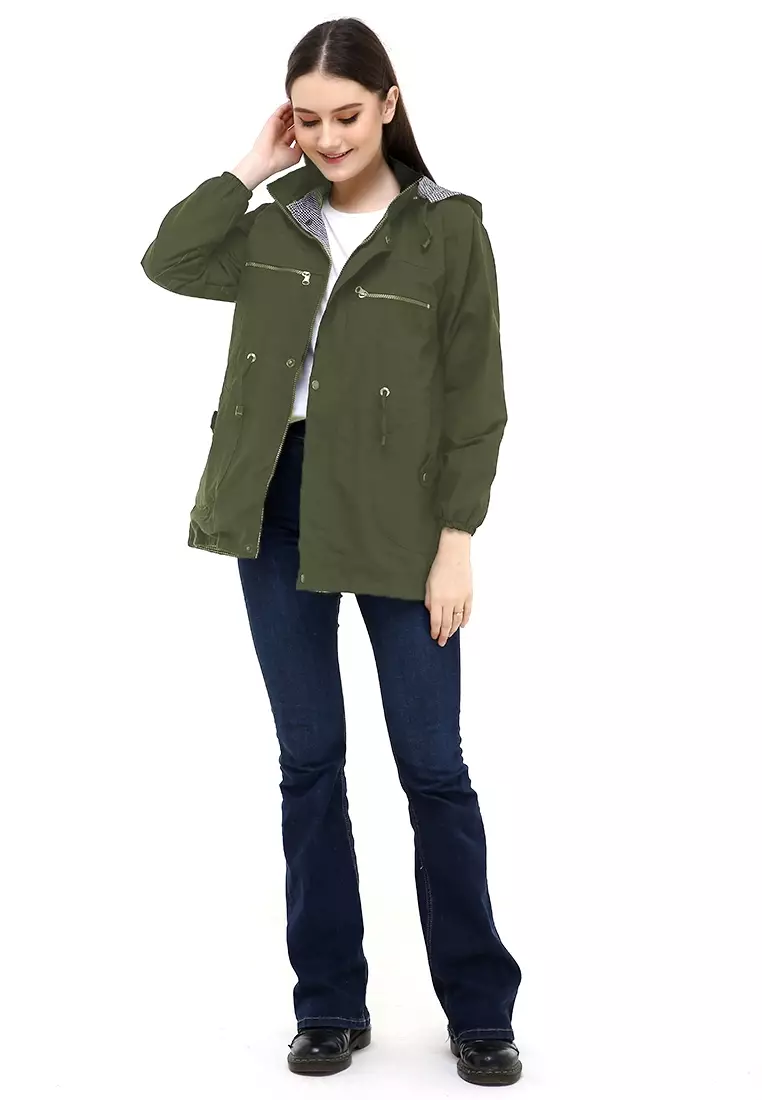 Hardwin Jacket Outer Wanita Adventure Casual Longsleeve Material Baby Canvas ORIGINAL - Green