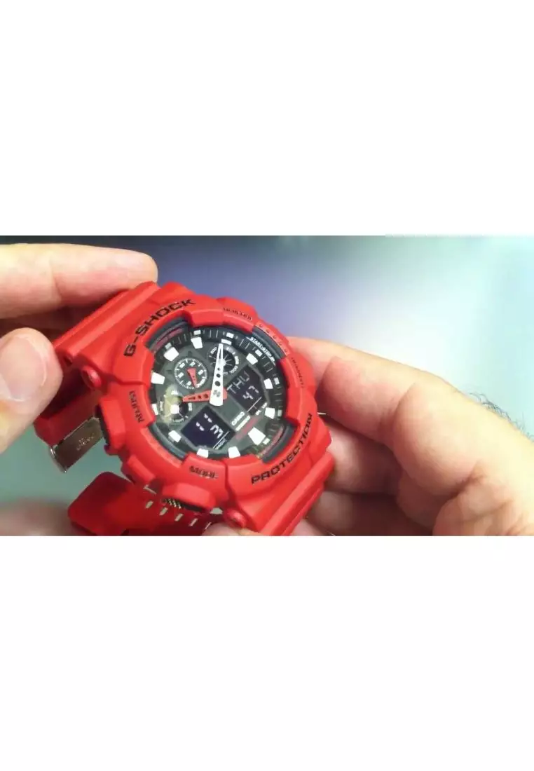 Buy CASIO CASIO G-SHOCK GA-100B-4ADR-P DIGITAL RED RESIN UNISEX WATCH ...