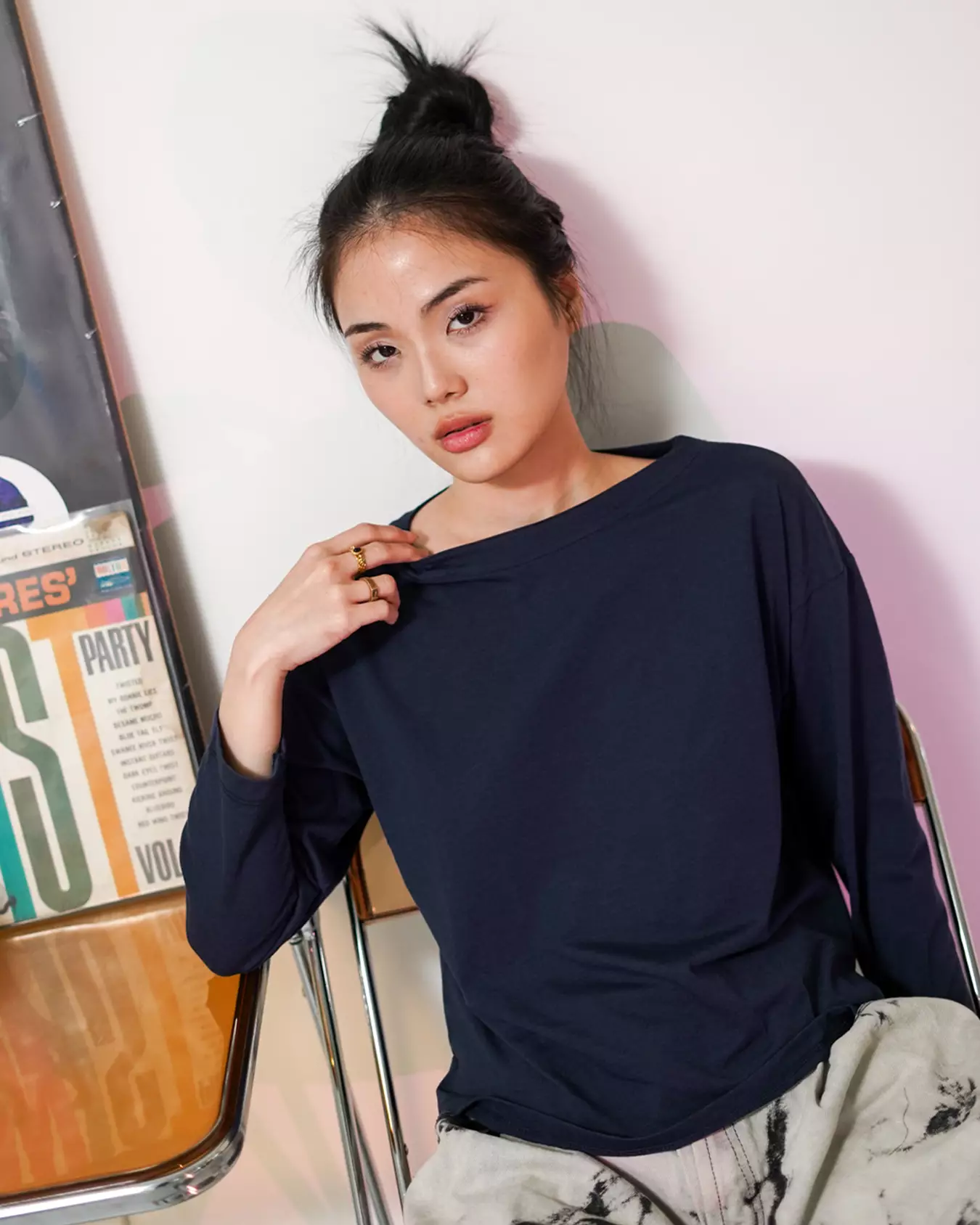 Matsuda Kaos Oversize Polos Wanita Lengan Panjang T Shirt Olive