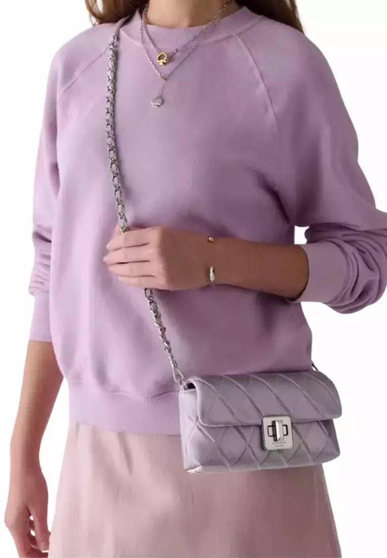Kate Spade Carey Quilted Satin Mini Crossbody Bag In Gravel Grey KN186
