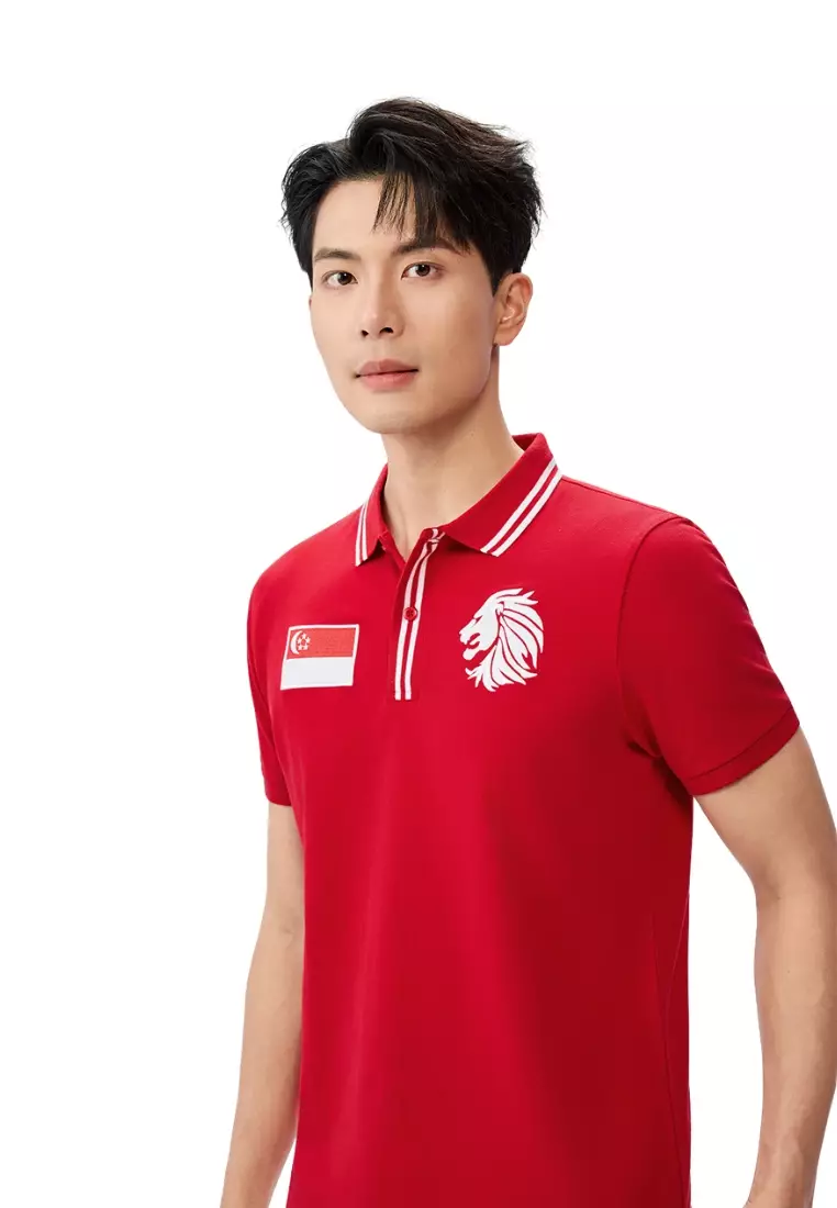 Giordano Men NDP 2026 Collection Slim Fit Cotton Lycra Embroidery Polo T-Shirt (Singapore National Day Parade)
