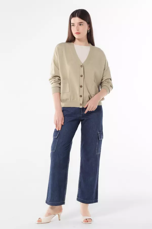 MINIMAL - Saturn - Cardigan Rajut Relaxed Fit - Green Warna Green_Dark