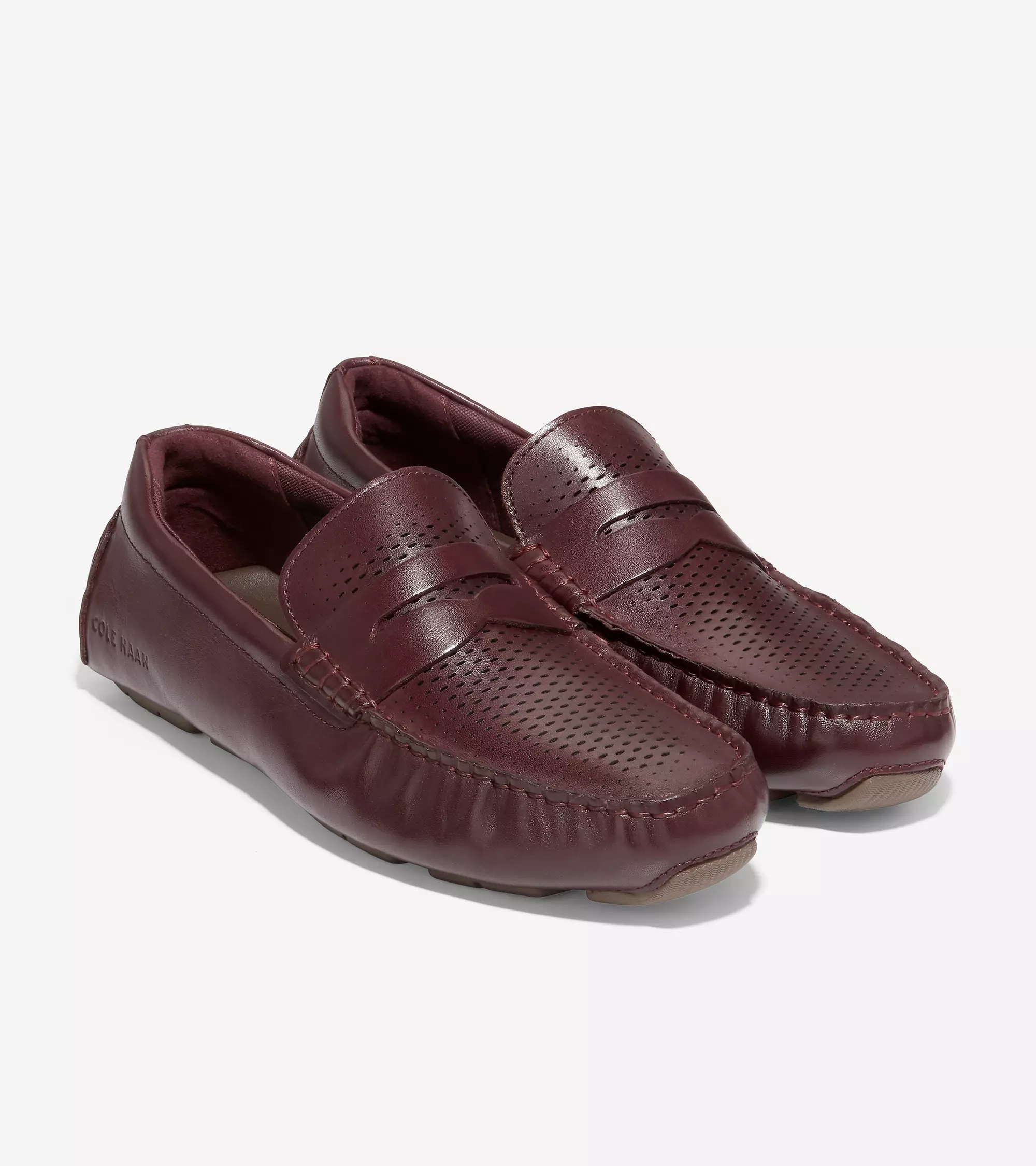 Cole Haan Man Grand Laser Penny Driver - Sepatu Pria (Merah)