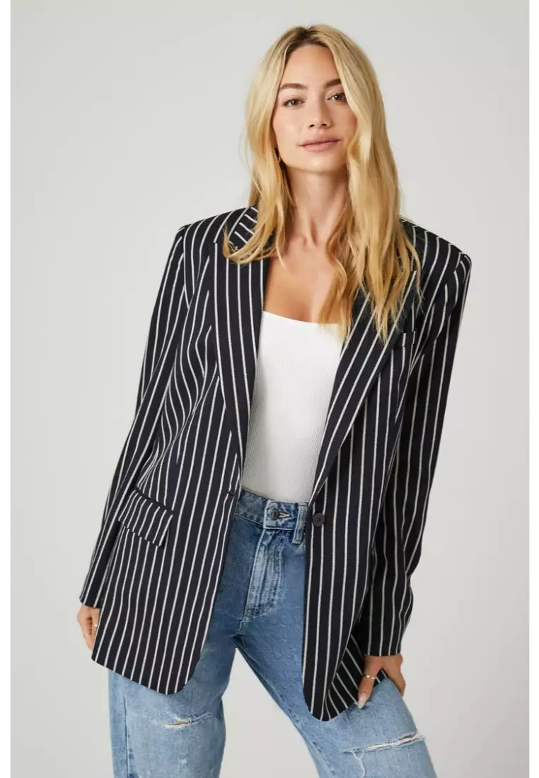 Notched Striped Blazer