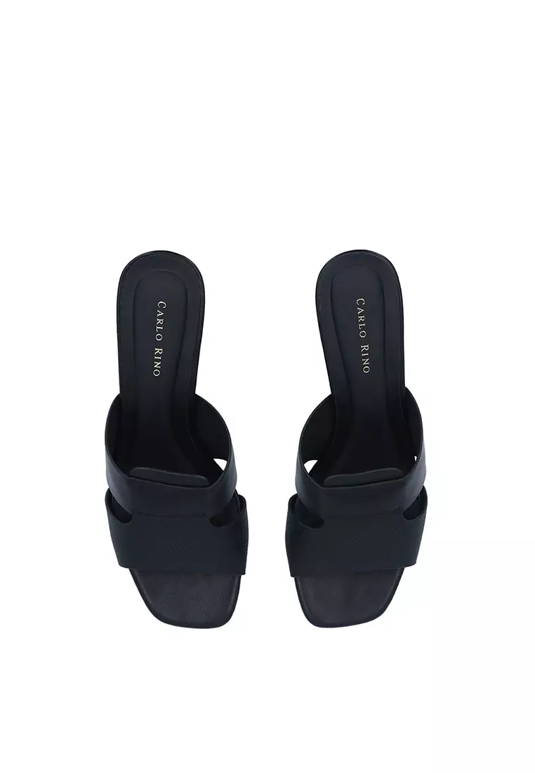 Black Everyday Step Heeled Sandals