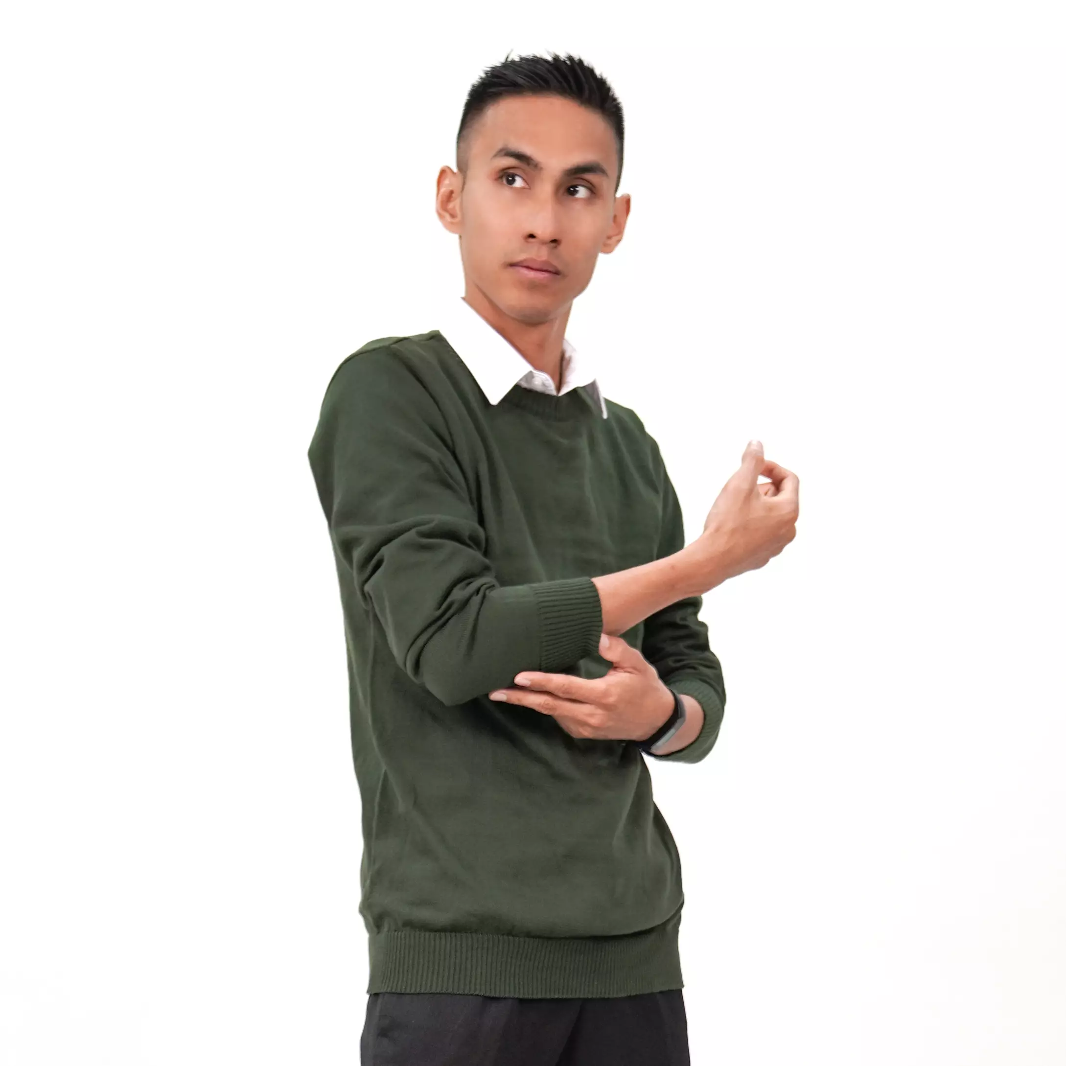 OTNIEL Sweater Rajut Pria O Neck Sweter Leher O Pria Knit Sweater Fashion Pria - ARMY