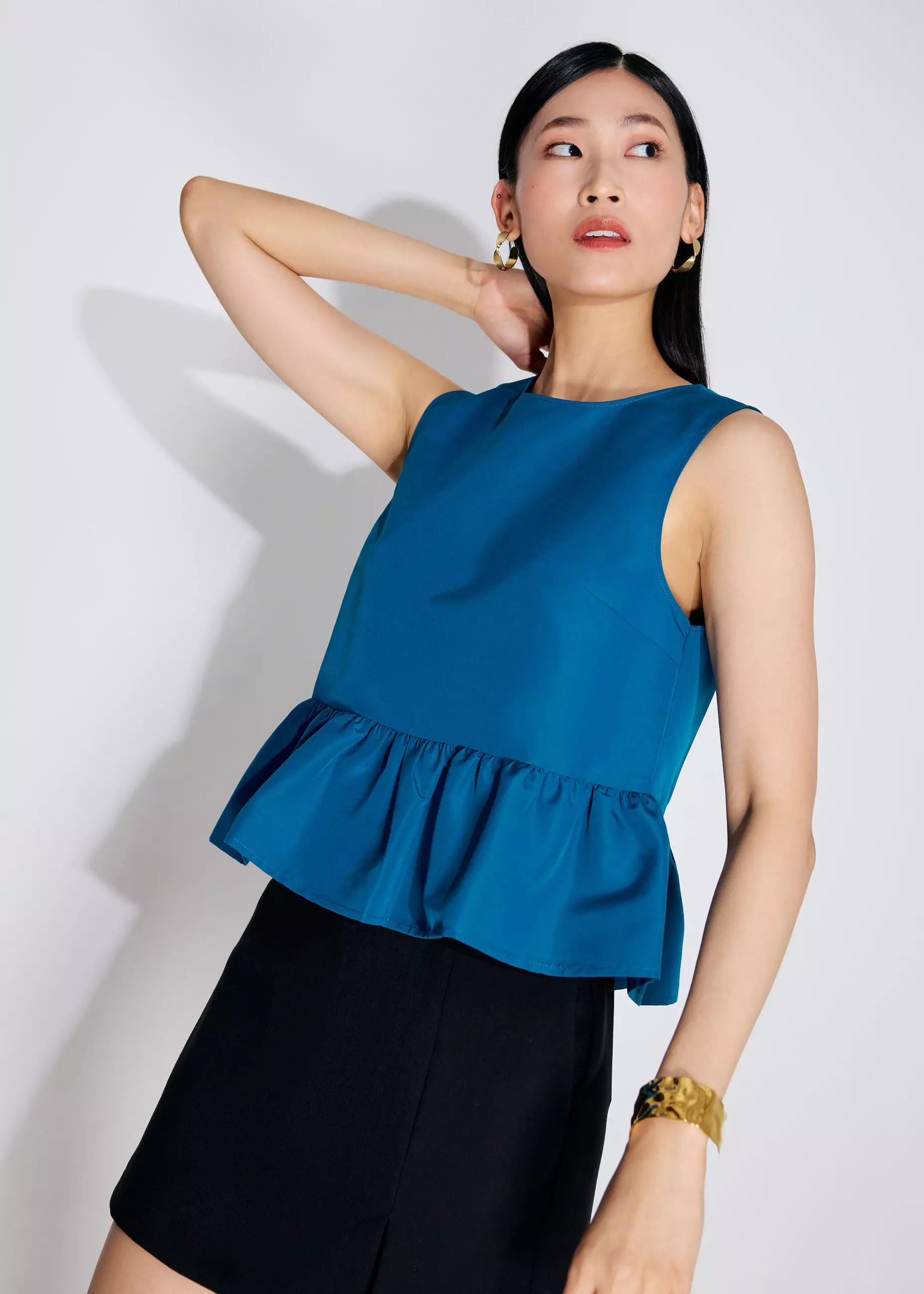 Atasan Wanita - Taffeta Peplum Shell Top