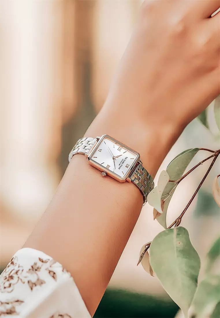 Hampton 22×28mm女士手表 優雅金色方形表殼  304不鏽鋼金屬手鏈-玫瑰金