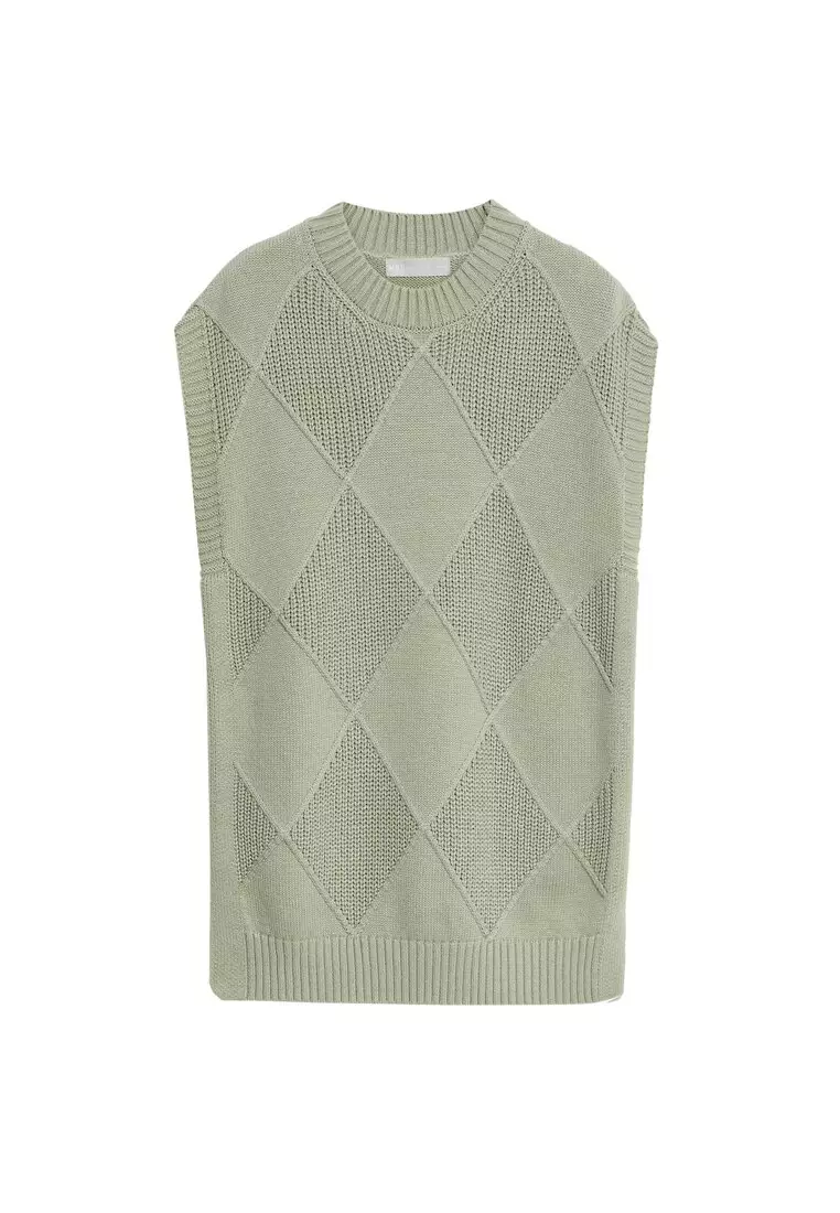 Cotton Rich Knitted Vest with Merino Wool