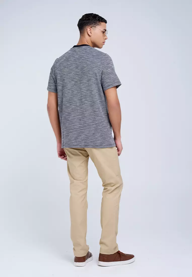 MANZONE - Polo Shirt Lengan Pendek Pria Teoh 1 Slim Fit - Black Warna Black