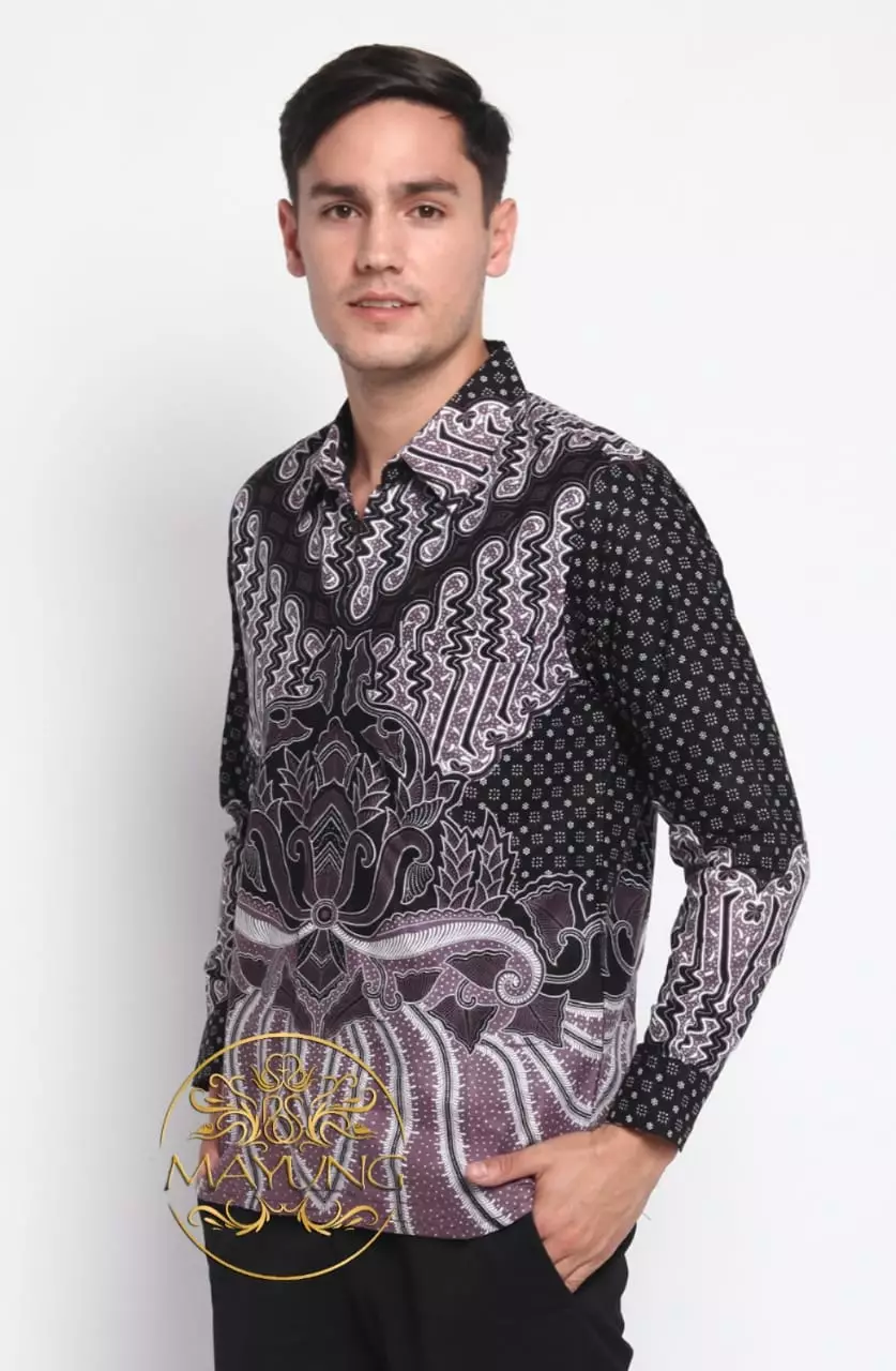 Mahkota Ungu Kemeja Batik Pria Premium Slimfit Modern Lengan Panjang