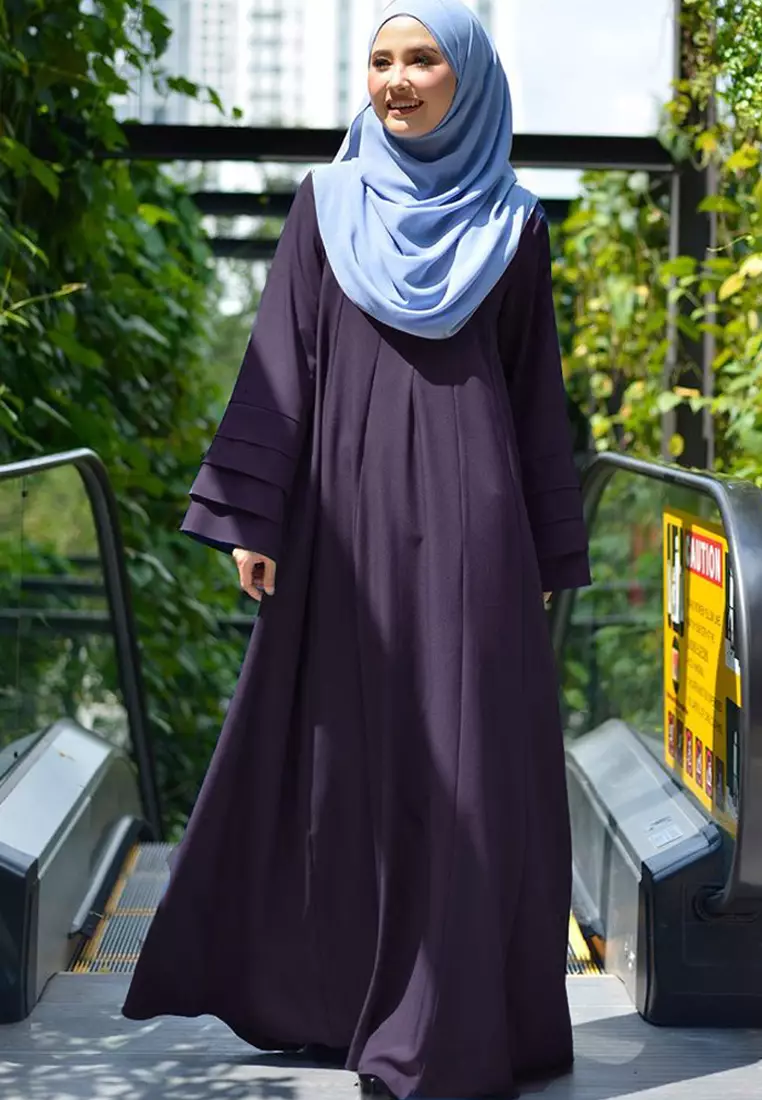 Laura Abaya Modern Layer Sleeves Loose Style in Dark Purple