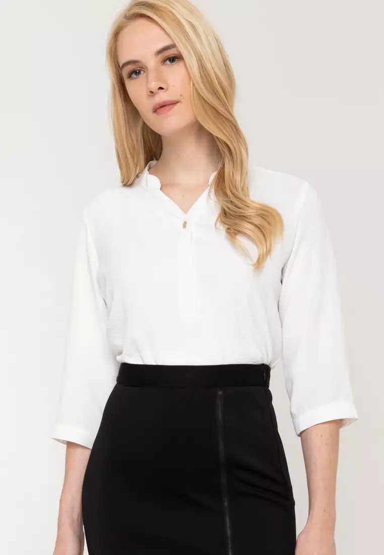 Lennox Mandarin Collar 3/4 Sleeve Top