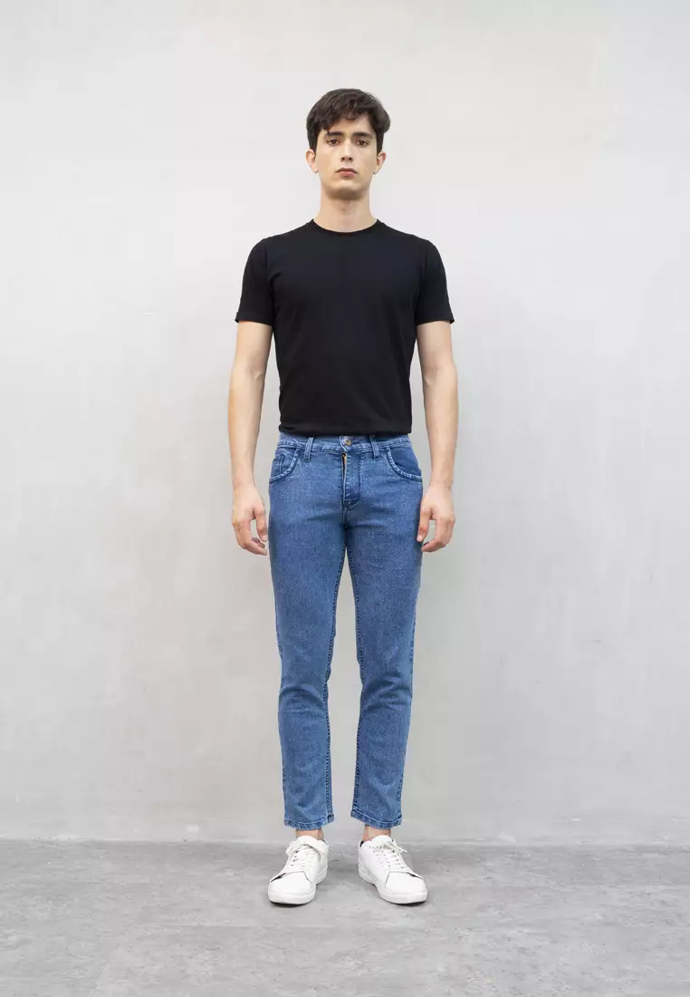 Celana panjang Jeans Slim Fit biru pudar denim pants pria houseofcuff