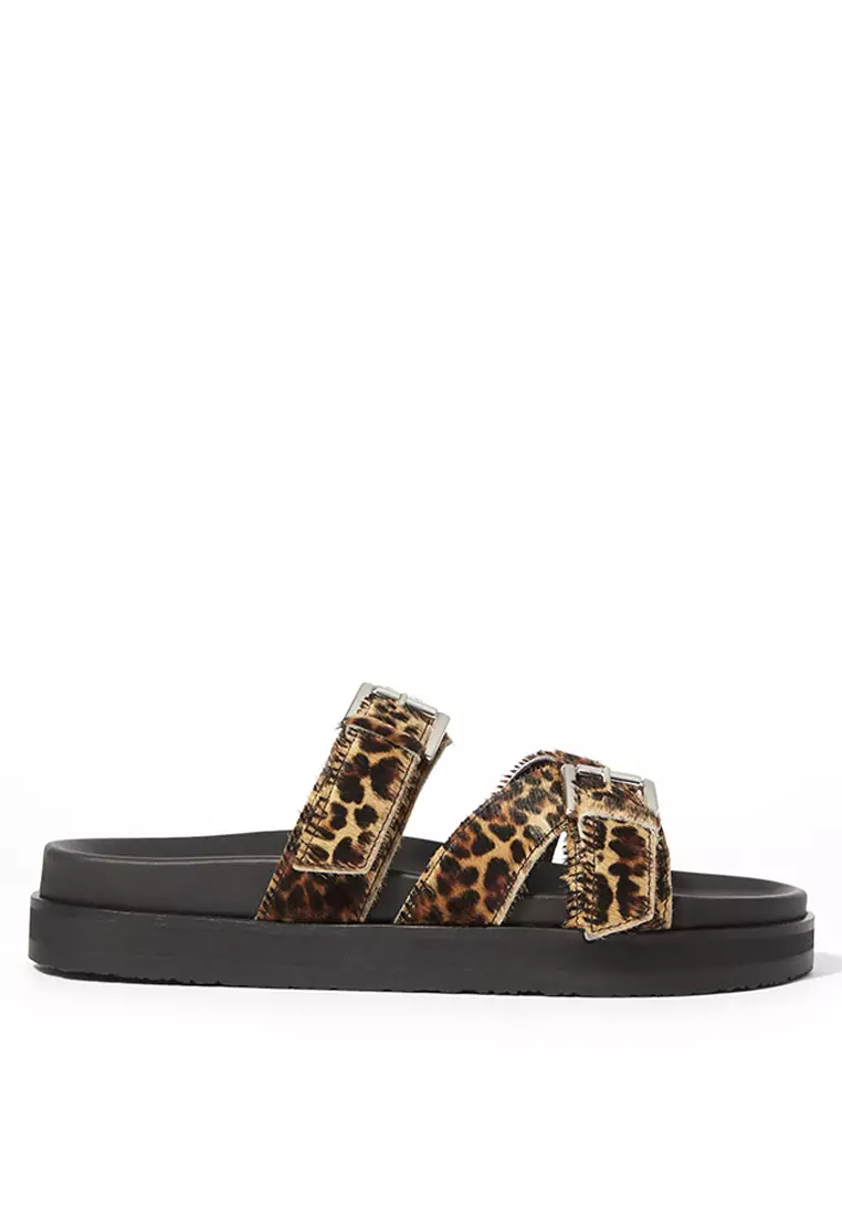 Cross-Strap Leather Sandals