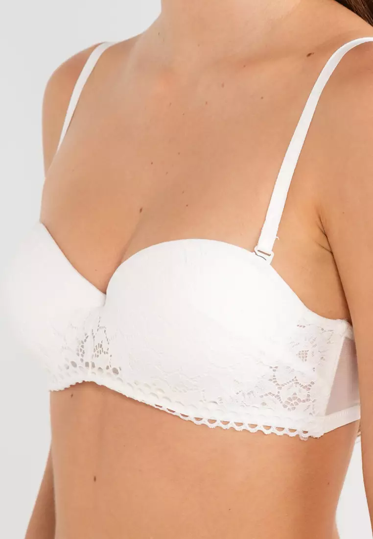 Emerson Women's Lace Strapless Bra - White - Size 14B