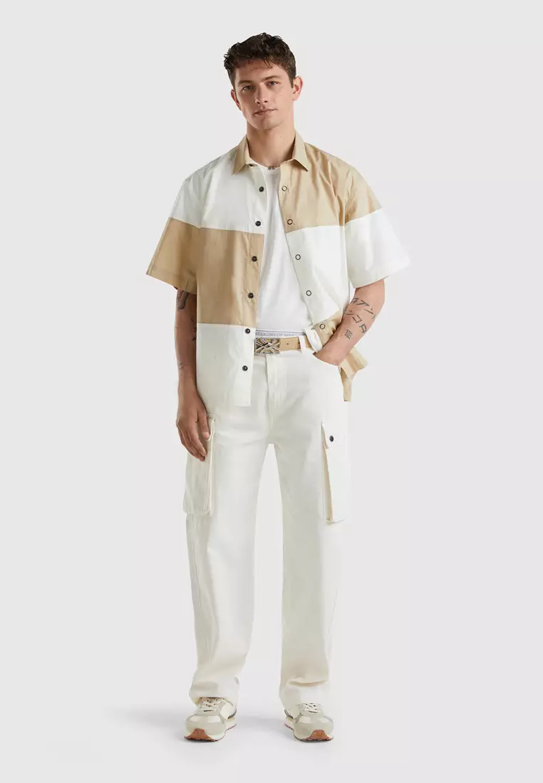 Buy United Colors of Benetton Creamy white cargo trousers Online