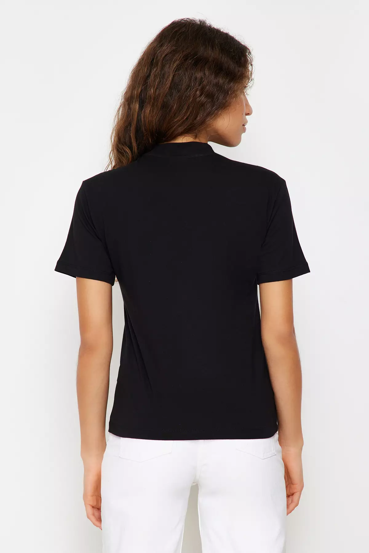 Black Mock Neck T-Shirt