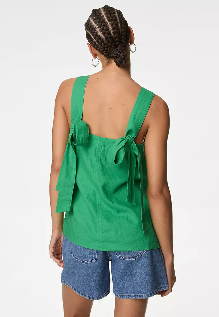 Linen Rich Square Neck Tank Top