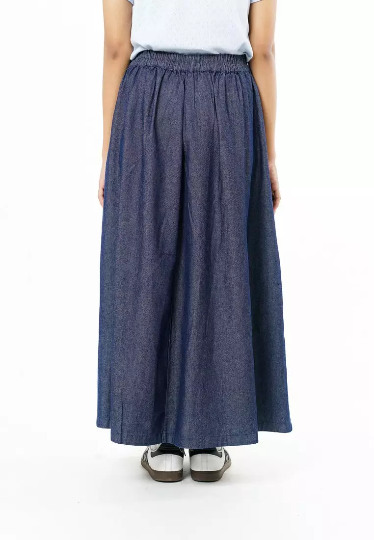 Greenlight Women's Midi Pleated A Line Skirt Cotton Denim Kay HP-C040126