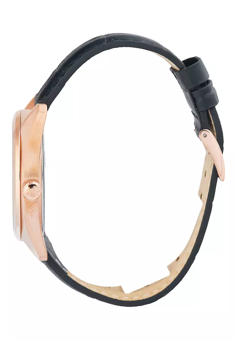 Alexandre Christie Classic Steel - Jam Tangan Analog Pria - Rosegold Case Black Leather Strap - 8695MDLRGDG