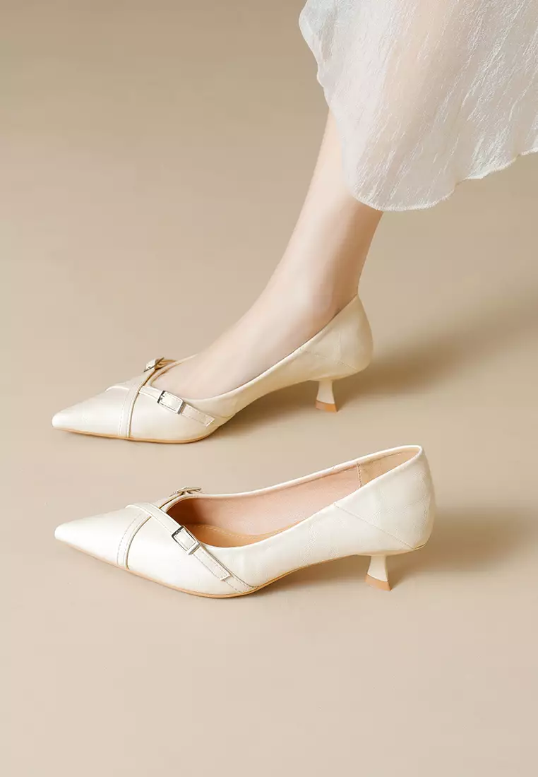 4.5CM Cross Strap Kitten Heel Pumps WW739-5