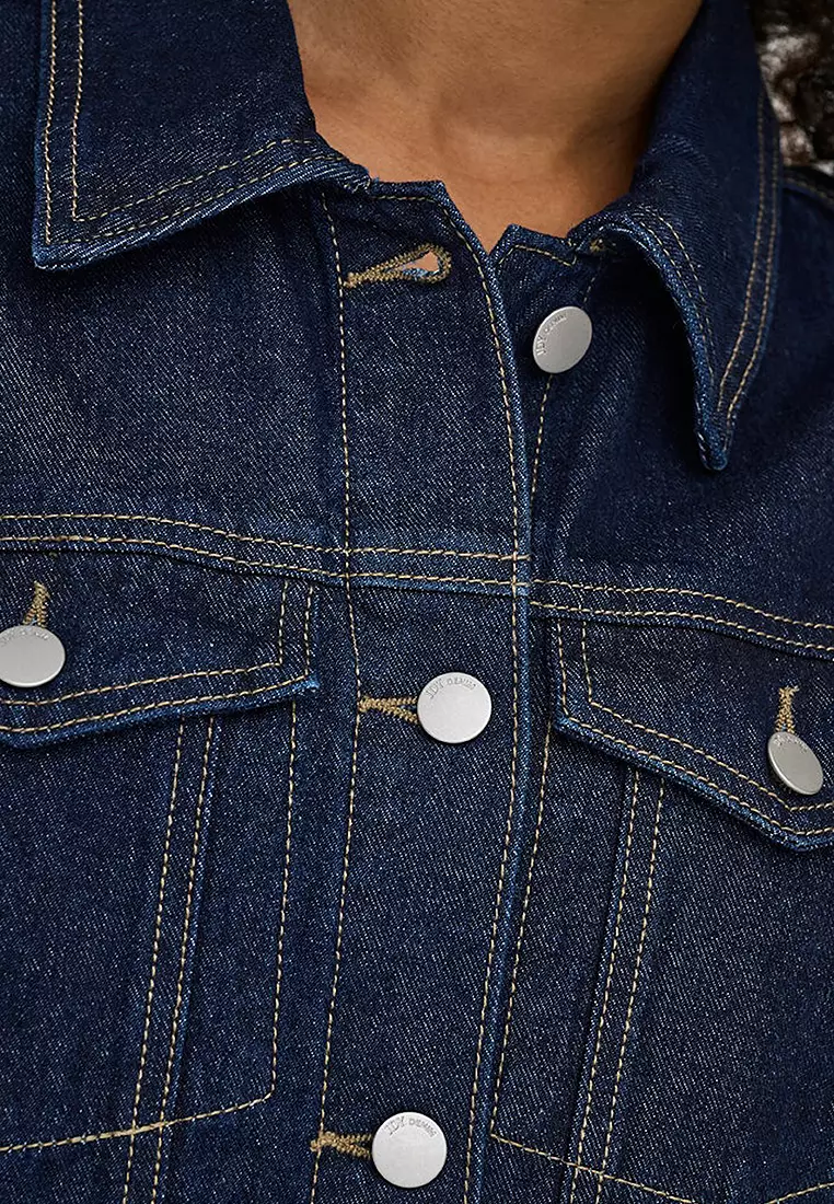 Short Sleeves Button Denim Dress