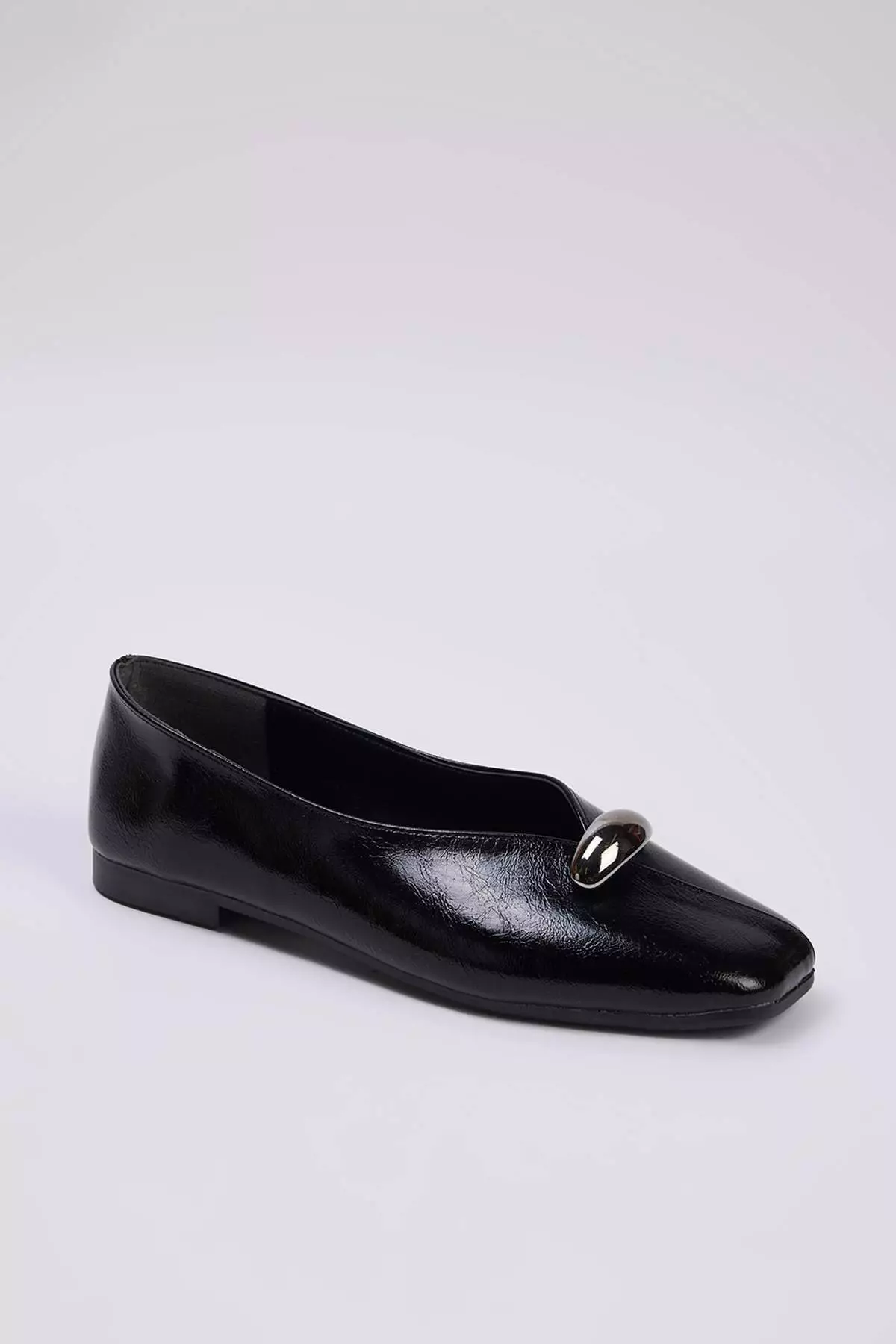 Black Accessory Detailed Square Toe Women's Ballerinas Takaw26Be00007