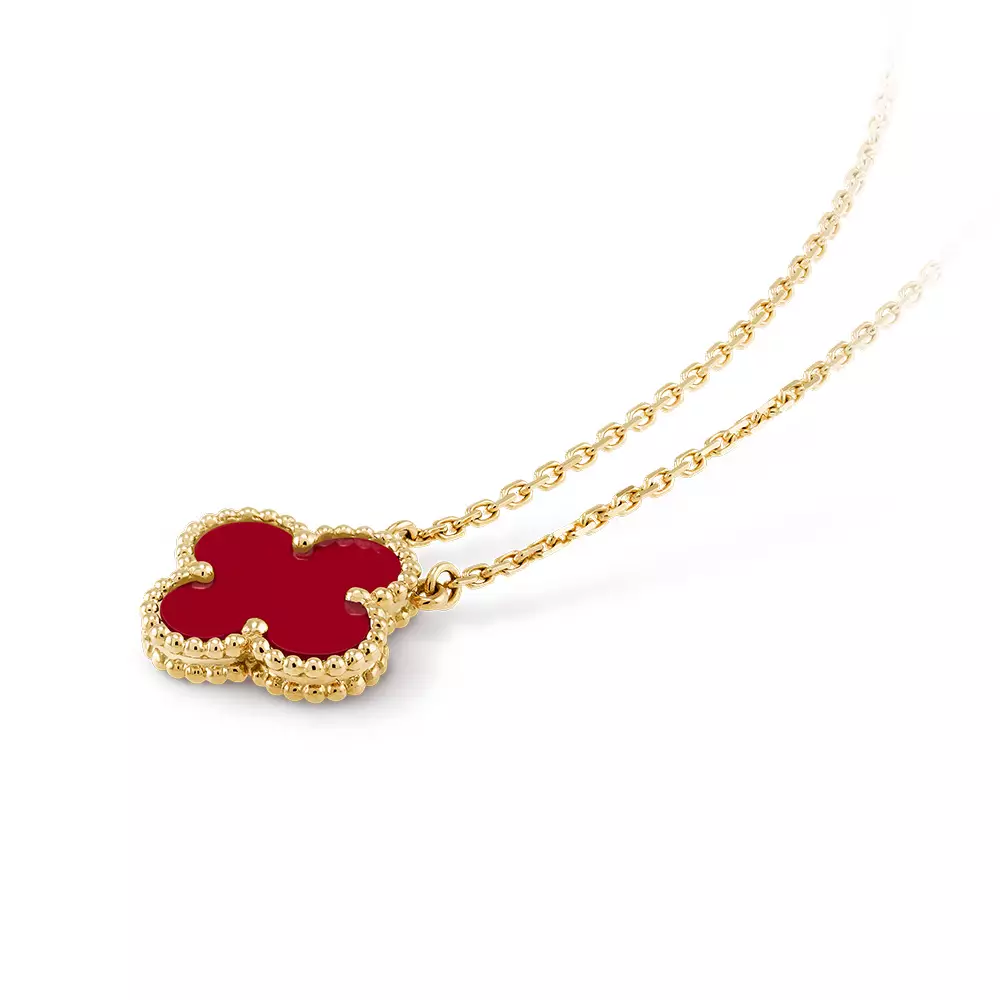 Jual Van Cleef & Arpels Van Cleef & Arpels Vintage Alhambra Pendant 18K Yellow Gold Carnelian