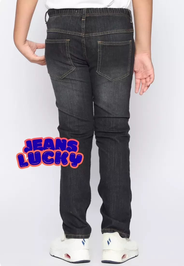 Celana Panjang Anak Laki & Perempuan Jeans Lucky Hitam
