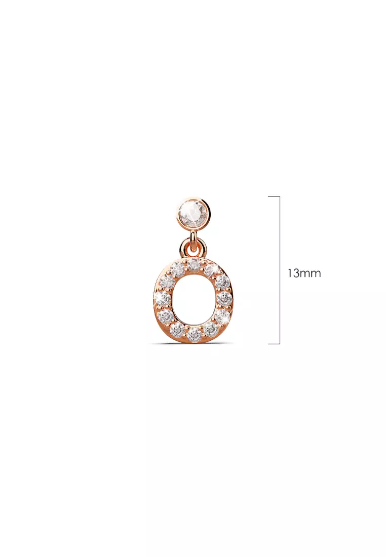 Solid 925 Sterling Silver Initial Crystal Personalised Alphabet Letter Earrings Rose Gold