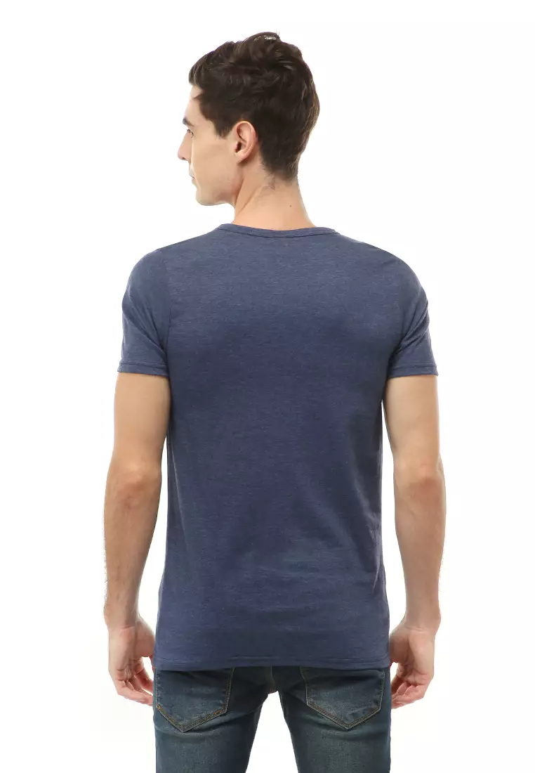 Jack T-Shirt Atasan Kasual Kaos Polos Pria Model Kancing Lengan Pendek Material Cotton ORIGINAL - Navy