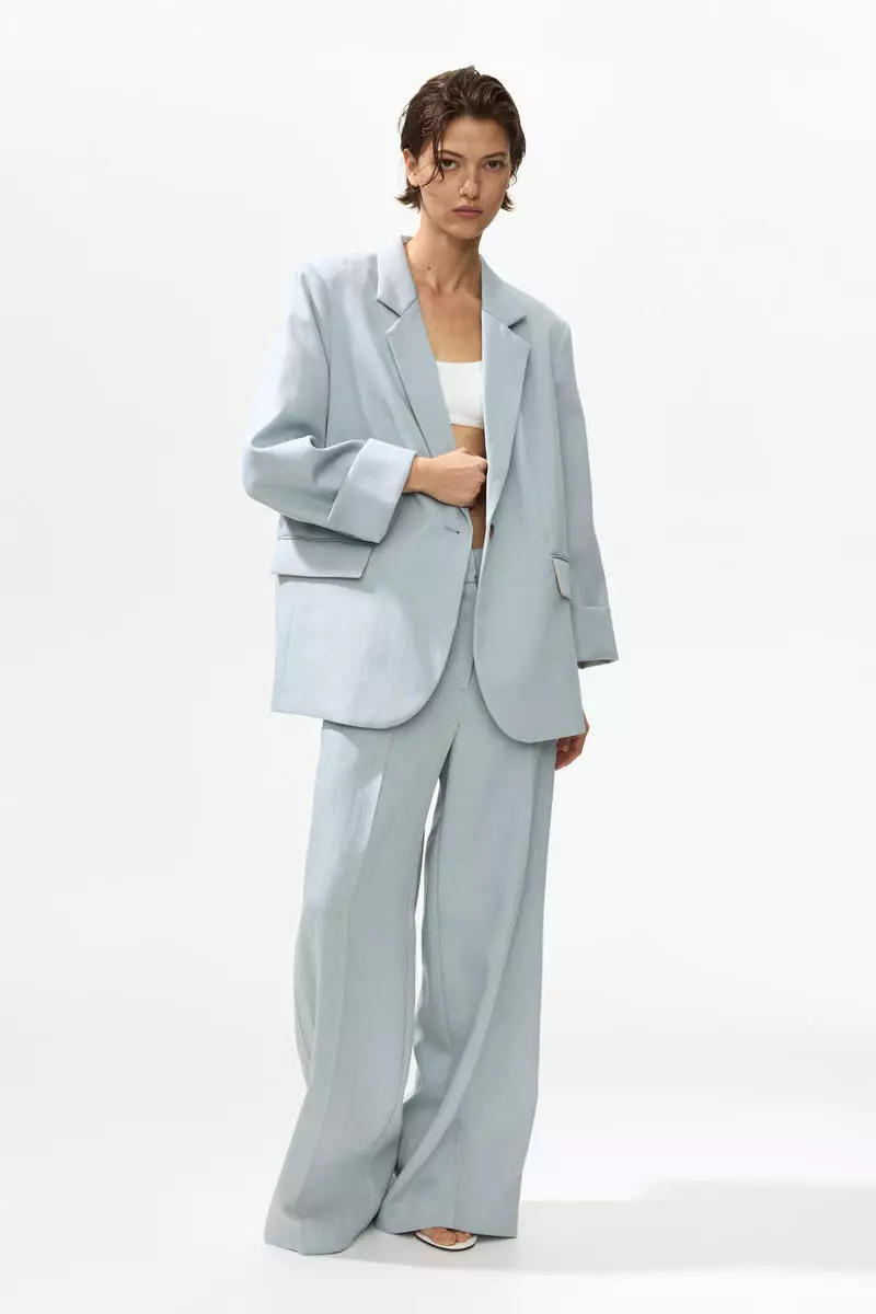 Linen-blend blazer