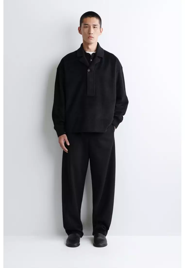 PLACKET-DETAIL WOOL-BLEND POLO JUMPER